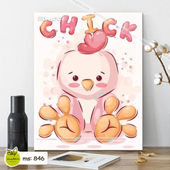 Tranh t&ocirc; m&agrave;u theo số g&agrave; con T486