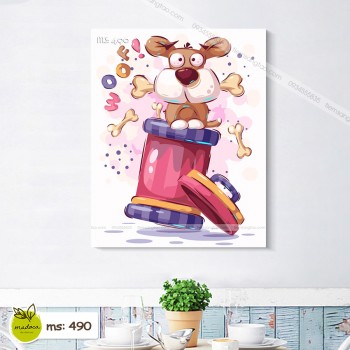 Tranh t&ocirc; m&agrave;u c&uacute;n con T490