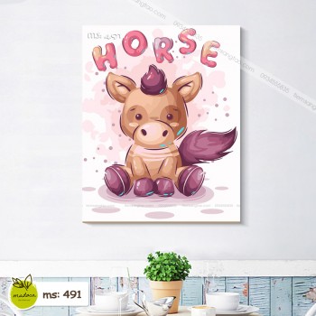 Tranh t&ocirc; m&agrave;u ngựa con T491