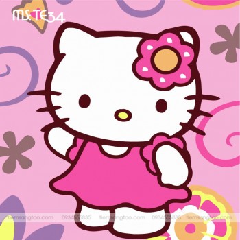 tranh t&ocirc; m&agrave;u theo số ch&uacute; m&egrave;o Hello TE34