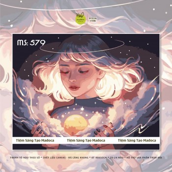 Tranh tô màu Cô Gái tóc ngắn huyền bí T579