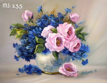 Tranh t&ocirc; m&agrave;u hoa hồng 235