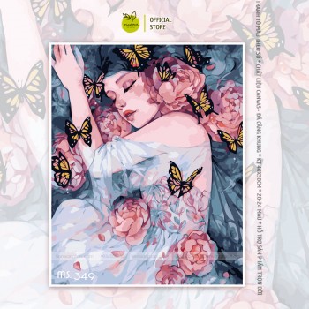 Tranh t&ocirc; m&agrave;u giấc mơ hoa T349