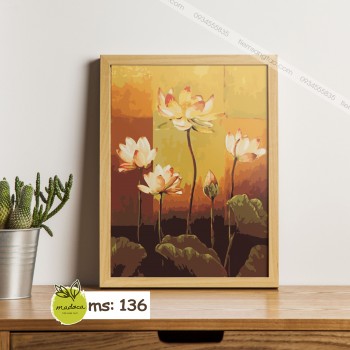 Tranh t&ocirc; m&agrave;u Hoa sen đua nở