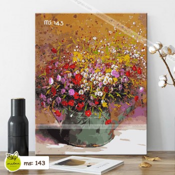Tranh t&ocirc; m&agrave;u hoa nh&iacute; rực rỡ T143