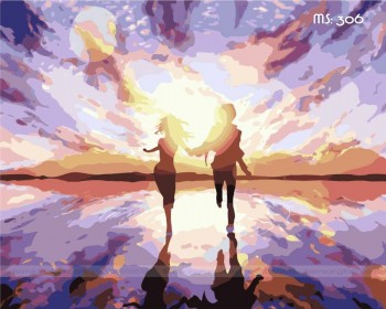 Tranh t&ocirc; m&agrave;u Hạnh ph&uacute;c b&ecirc;n em 306