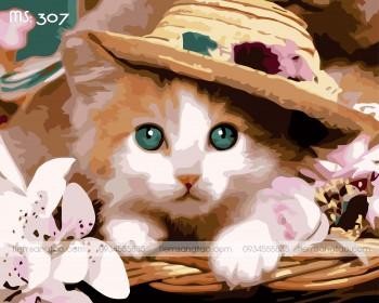 Tranh t&ocirc; m&agrave;u tiểu thư m&egrave;o 307