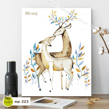 Tranh t&ocirc; m&agrave;u đ&ocirc;i hươu 223