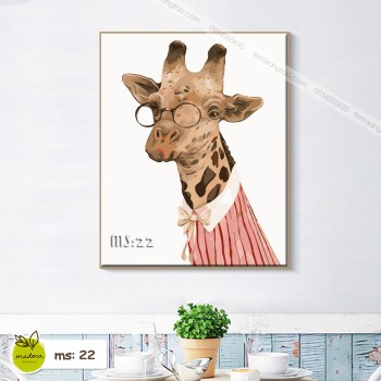 Tranh vẽ hươu đeo k&iacute;nh