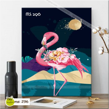 Tranh t&ocirc; m&agrave;u hạc đ&ecirc;m T296