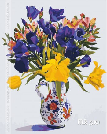 Tranh t&ocirc; m&agrave;u hoa t&iacute;m biếc 310