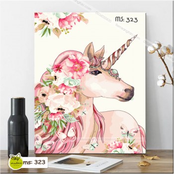 Tranh t&ocirc; m&agrave;u unicorn hoa T323