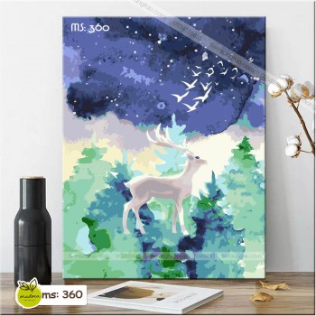 Tranh t&ocirc; m&agrave;u hươu nghệ thuật T360