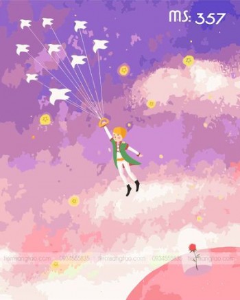 Tranh t&ocirc; m&agrave;u ho&agrave;ng tử b&eacute; bay giữa kh&ocirc;ng trung 357