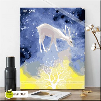 Tranh t&ocirc; m&agrave;u hươu nghệ thuật T362