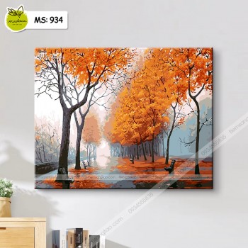 Tranh tô màu đường cây mùa thu T934
