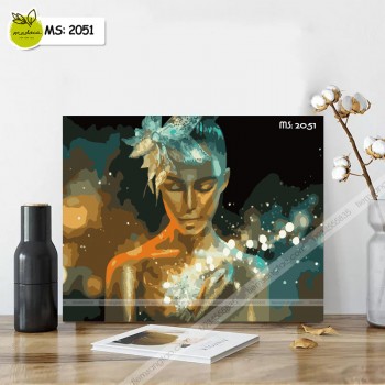 Tranh t&ocirc; m&agrave;u theo số vũ c&ocirc;ng lấp l&aacute;nh T2051