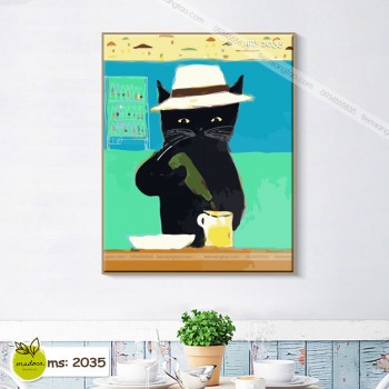 Tranh t&ocirc; m&agrave;u theo số qu&yacute; &ocirc;ng m&egrave;o T2035