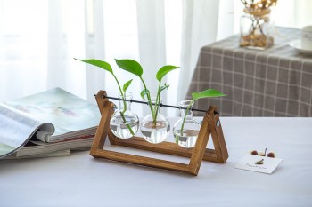 Lọ c&acirc;y để b&agrave;n ba gỗ n&acirc;u