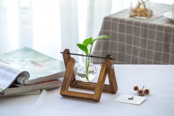 Lọ c&acirc;y để b&agrave;n đơn gỗ n&acirc;u