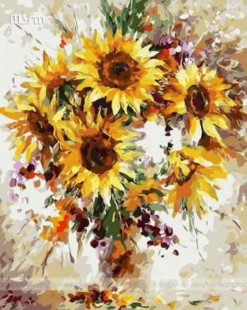 Tranh t&ocirc; m&agrave;u hướng dương 111 50x65