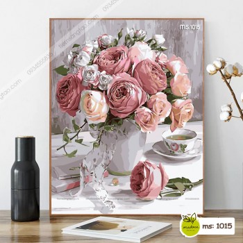 Tranh t&ocirc; m&agrave;u B&igrave;nh hoa hồng t&iacute;m T1015