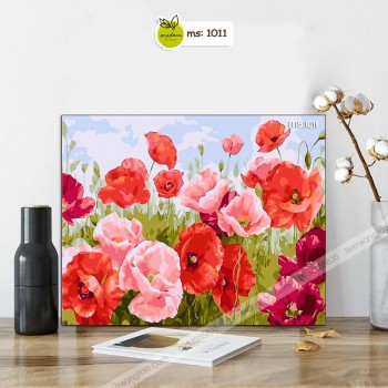 Tranh t&ocirc; m&agrave;u C&aacute;nh đồng hoa anh t&uacute;c T1011