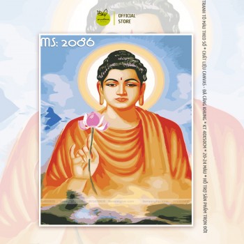 Tranh t&ocirc; m&agrave;u ch&acirc;n dung đức phật Th&iacute;ch ca T2086