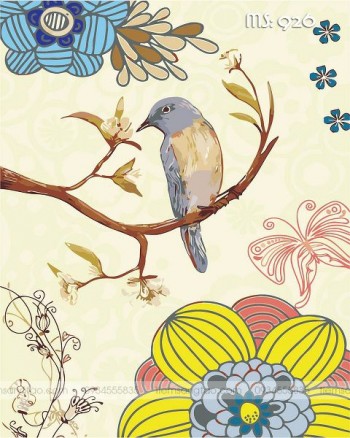Tranh t&ocirc; m&agrave;u chim vintage T926