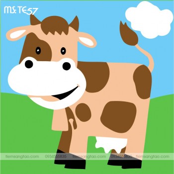 tranh tô màu theo số chú bò sữa trên đồng cỏ TE57