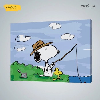 Tranh t&ocirc; m&agrave;u Snoopy c&acirc;u c&aacute; te4
