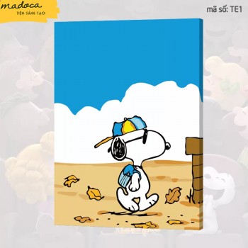 Tranh t&ocirc; m&agrave;u Snoopy đi học te1