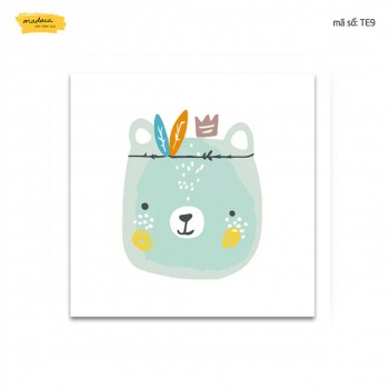 Tranh t&ocirc; m&agrave;u gấu boho te9