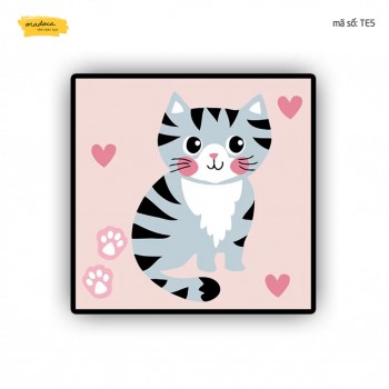 Tranh t&ocirc; m&agrave;u m&egrave;o x&aacute;m te5