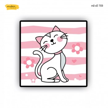 Tranh t&ocirc; m&agrave;u m&egrave;o yểu điệu te8