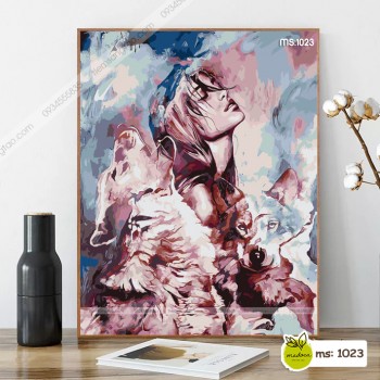 Tranh t&ocirc; m&agrave;u C&ocirc; g&aacute;i b&ecirc;n đ&agrave;n s&oacute;i T1023