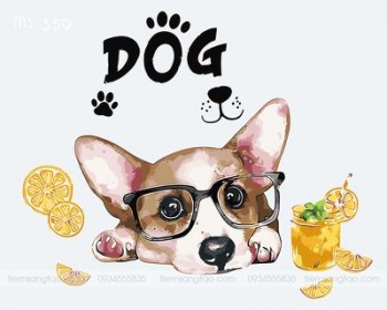 Tranh t&ocirc; m&agrave;u c&uacute;n con v&agrave; nước chanh 359