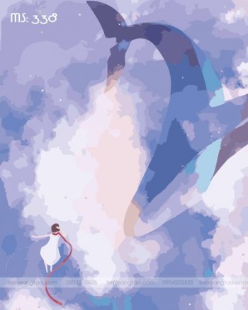 Tranh t&ocirc; m&agrave;u đại dương t&iacute;m 338