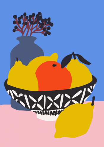 Tranh t&ocirc; m&agrave;u Daily life đĩa quả 942