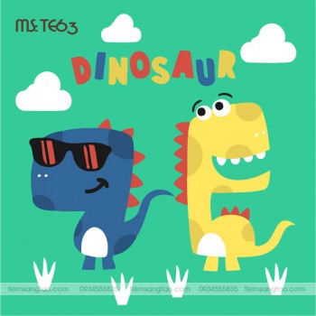 tranh t&ocirc; m&agrave;u theo số đ&ocirc;i bạn khủng long tinh nghịch TE63