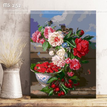 Tranh t&ocirc; m&agrave;u hoa hồng nghi&ecirc;ng 252