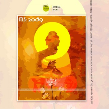 Tranh t&ocirc; m&agrave;u hoa sen d&acirc;ng đức phật T2089