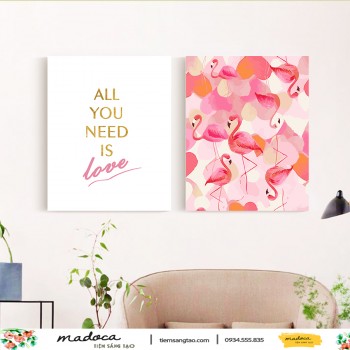 Tranh t&ocirc; m&agrave;u kết hợp all you need 276 v&agrave; giấc mơ hồng hạc 304