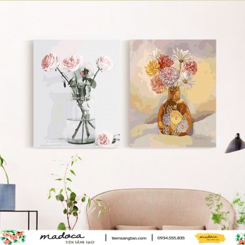 Tranh t&ocirc; m&agrave;u kết hợp hoa hồng qu&yacute; ph&aacute;i T263 T303