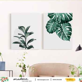 Tranh t&ocirc; m&agrave;u kết hợp l&aacute; b&agrave;ng 273 v&agrave; l&aacute; xanh 297 