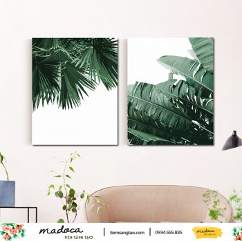 Tranh t&ocirc; m&agrave;u kết hợp l&aacute; cọ 272 v&agrave; l&aacute; chuối 274