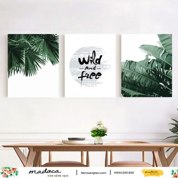 Tranh t&ocirc; m&agrave;u kết hợp l&aacute; cọ 272, wild and free 270, l&aacute; chuối 274