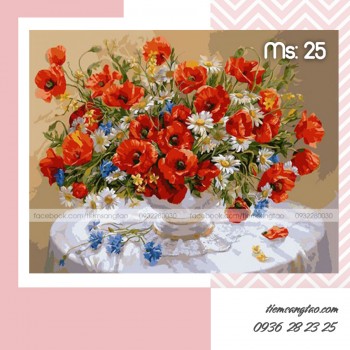 Tranh t&ocirc; m&agrave;u 50x65 hoa cam