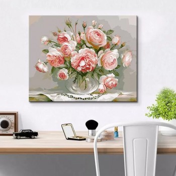 Tranh t&ocirc; m&agrave;u 50x65 hoa hồng AL04