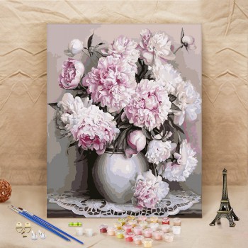Tranh t&ocirc; m&agrave;u 50x65 mẫu đơn